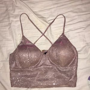 Monochrome pink to gold shift glittery bralette